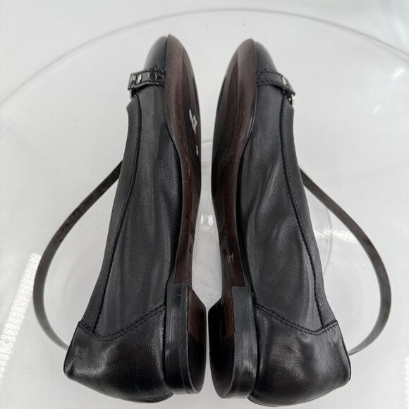 AGL Womens Monika Ballet Flat Size 34 4 Black Leather Shoe Cap Toe Italy - Picture 6 of 11
